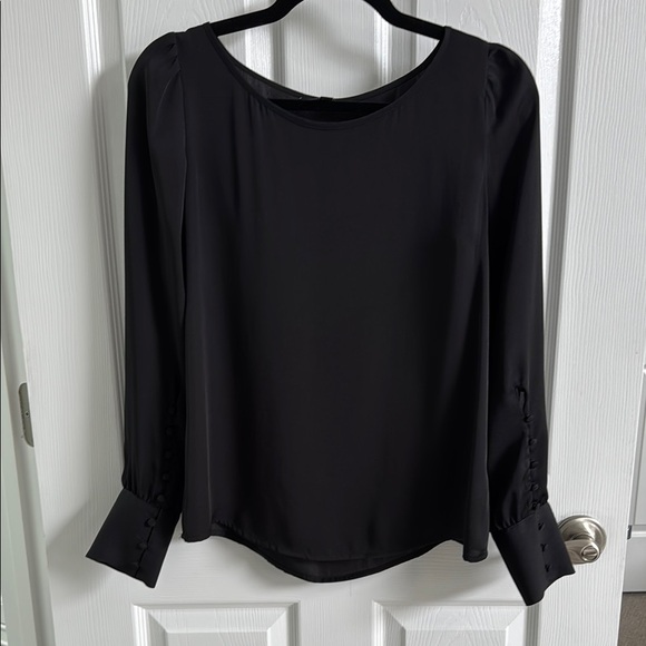 Express Black Long Sleeve Blouse with Rounded Neckline - Picture 1 of 5